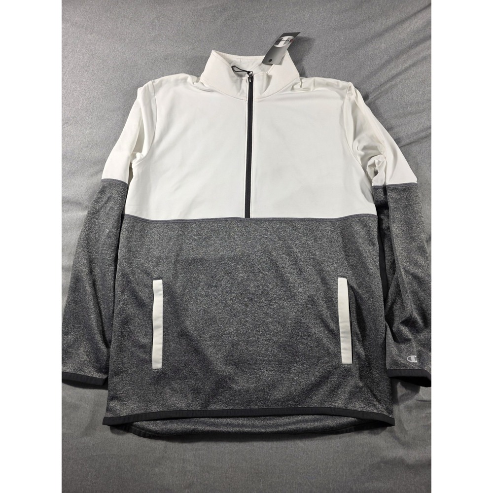 NWT Champion 1/2 Zip Performance Pullover Mens Medium Gray White Colorblock
